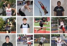 a collage of photos of athletes and their equipment